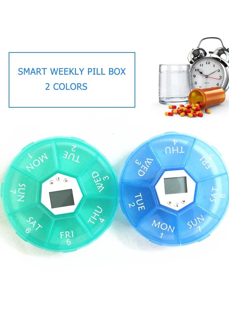 Weekly Pill Dispenser with Reminder Alarm, 7-Day Pill Box Portable Pill Organizer Daily Medication Reminder Medication Organizer Weekly Health Management Aid Medication Planner Alarm for Elderly