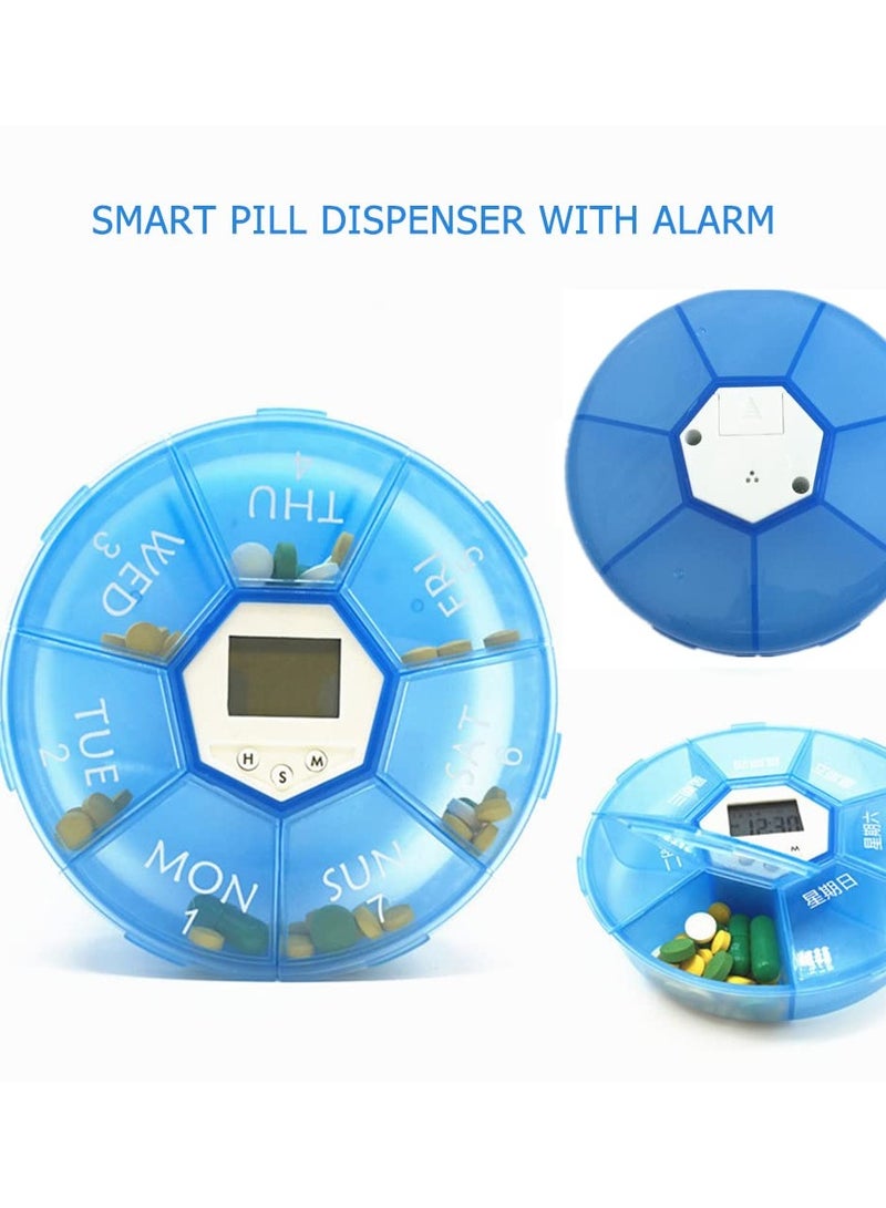 Weekly Pill Dispenser with Reminder Alarm, 7-Day Pill Box Portable Pill Organizer Daily Medication Reminder Medication Organizer Weekly Health Management Aid Medication Planner Alarm for Elderly