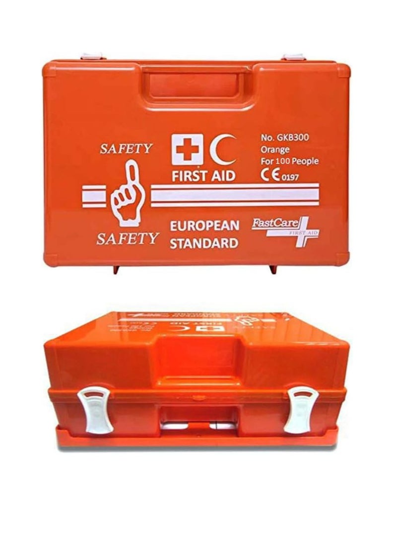 First Aid Kit ABS Heavy Duty Plastic With Wall Mounted Bracket Can Be Use For 100 People Work Space For Car Small Office Warehouse First Aid Box GKB300