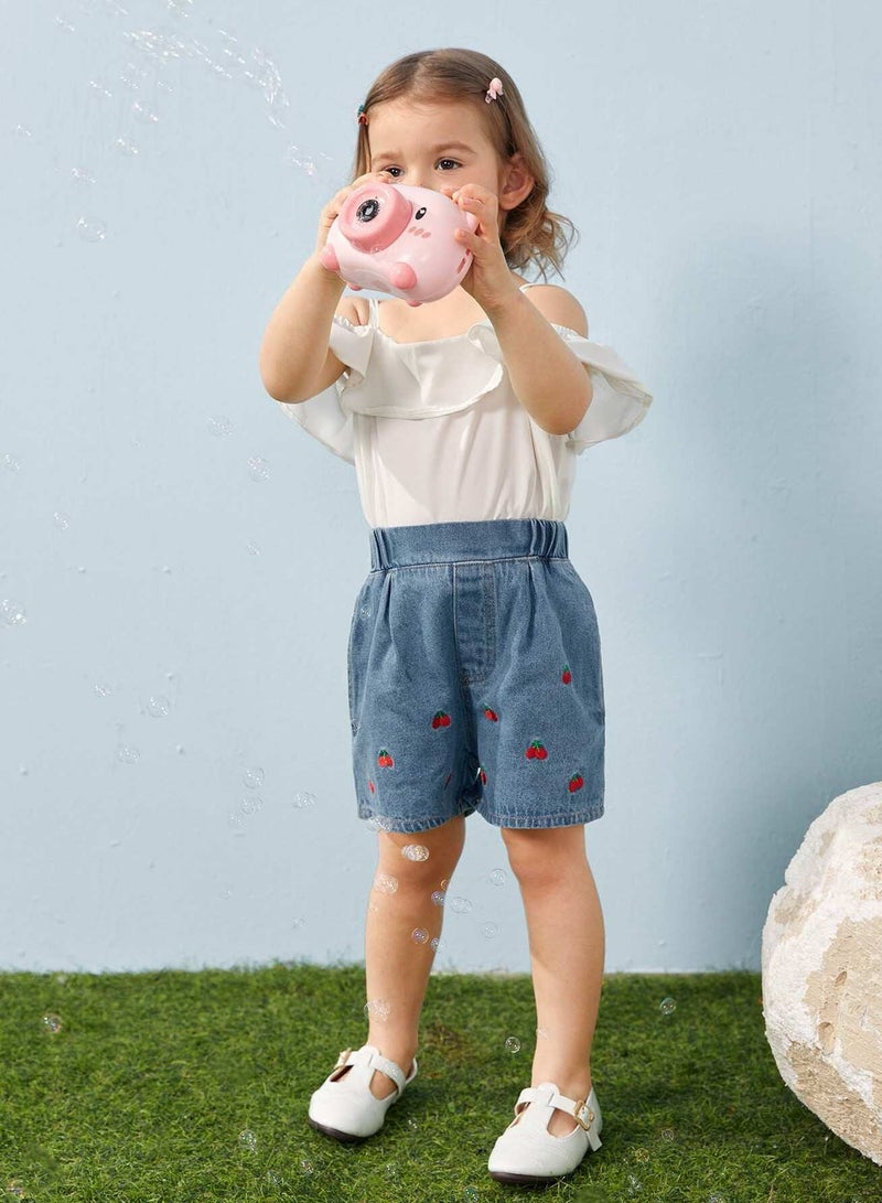 Toddler Girls Cherry Embroidery Denim Shorts