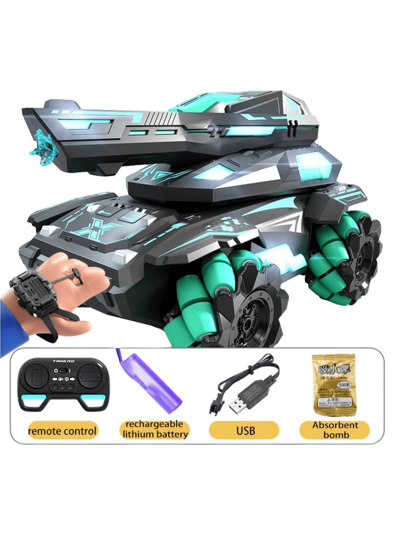 2.4G Water Bomb Armored Tank  with  hand watch control and remote control with cool lighting and music can play with more than 2 people