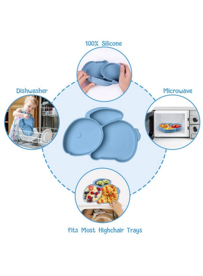 Toddler Plates With Suction Toddler Plates 100% Foodgrade Silicone Divided Design Nonslip Microwave And Dishwasher Safe