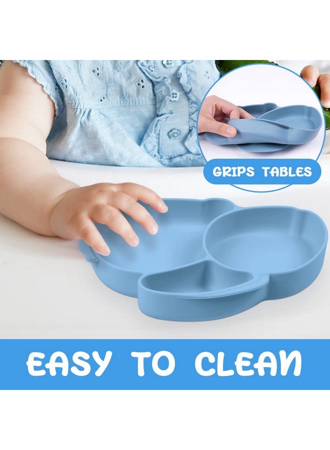 Toddler Plates With Suction Toddler Plates 100% Foodgrade Silicone Divided Design Nonslip Microwave And Dishwasher Safe