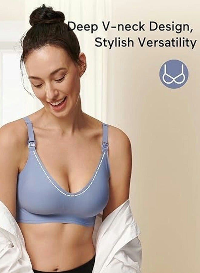 Ultra Comfort Breastfeeding Seamless Maternity Nursing Bra, Blue