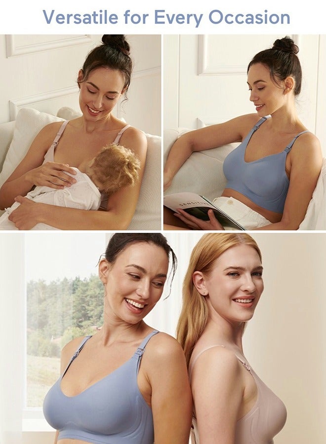 Ultra Comfort Breastfeeding Seamless Maternity Nursing Bra, Blue