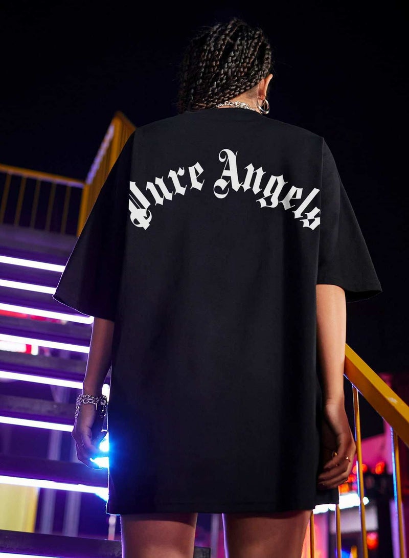 Letter Graphic Drop Shoulder Oversized Tee