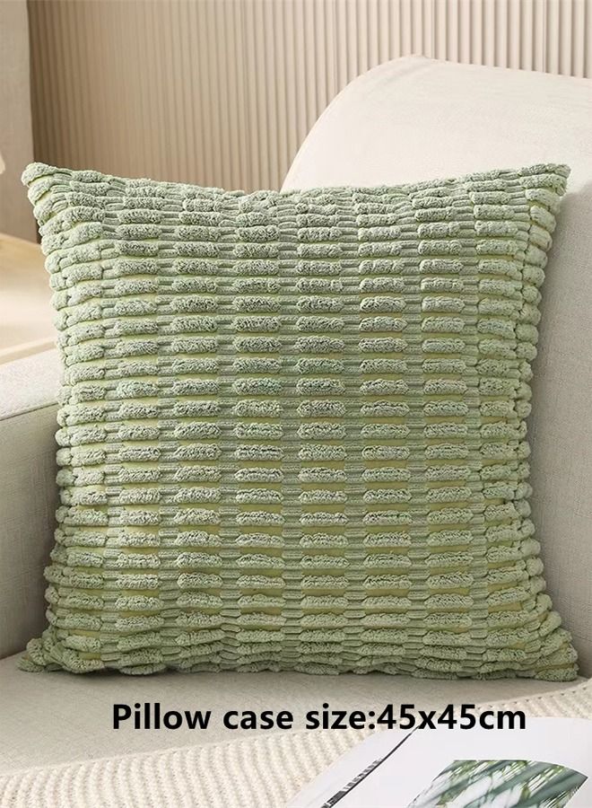 Set of 4 Decorative Cushion Cover Pillow Cases Corduroy Green 45 x 45 Centimeter