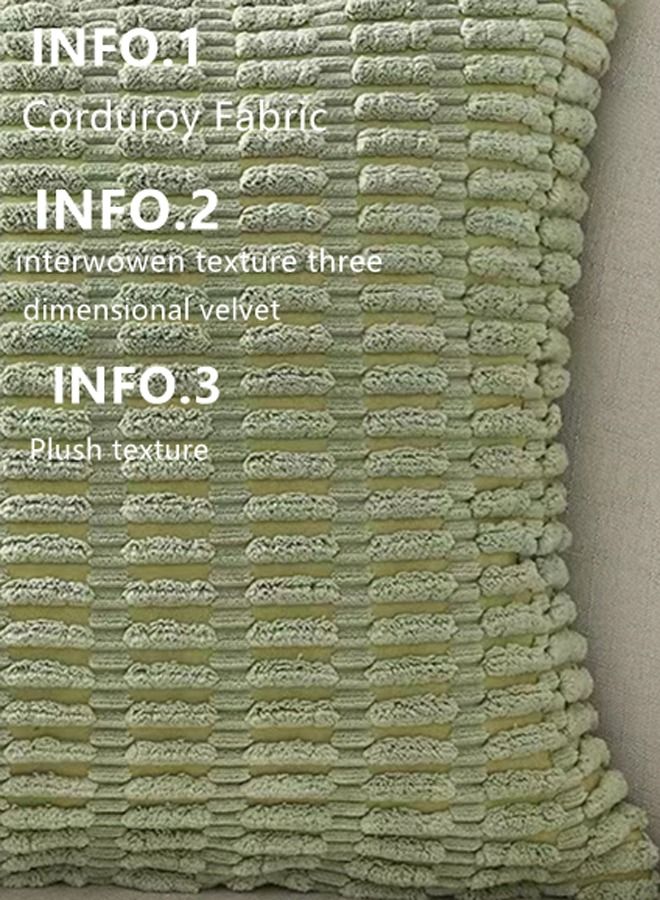 Set of 4 Decorative Cushion Cover Pillow Cases Corduroy Green 45 x 45 Centimeter