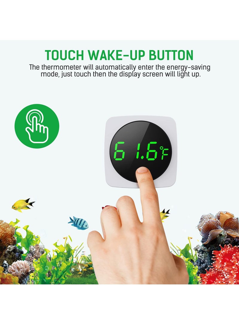 Digital Aquarium Thermometer, LED Display Thermometer for Aquarium Fish Tank Accurate Temperature Sensor High Accurate to ±0.9°F Fish Tank Thermometer with LED touch screen