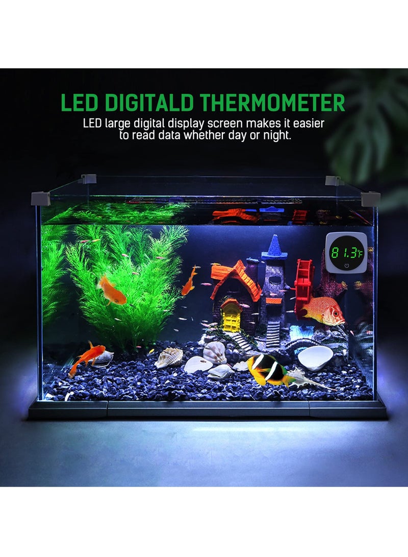 Digital Aquarium Thermometer, LED Display Thermometer for Aquarium Fish Tank Accurate Temperature Sensor High Accurate to ±0.9°F Fish Tank Thermometer with LED touch screen