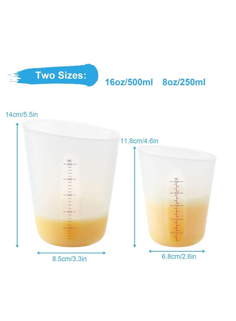 6PCS Silicone Measuring Cup Set for Cooking and Resin - Includes 3x 8OZ & 3x 16OZ Cups, BPA Free, Squeeze & Pour, Microwave and Dishwasher Safe