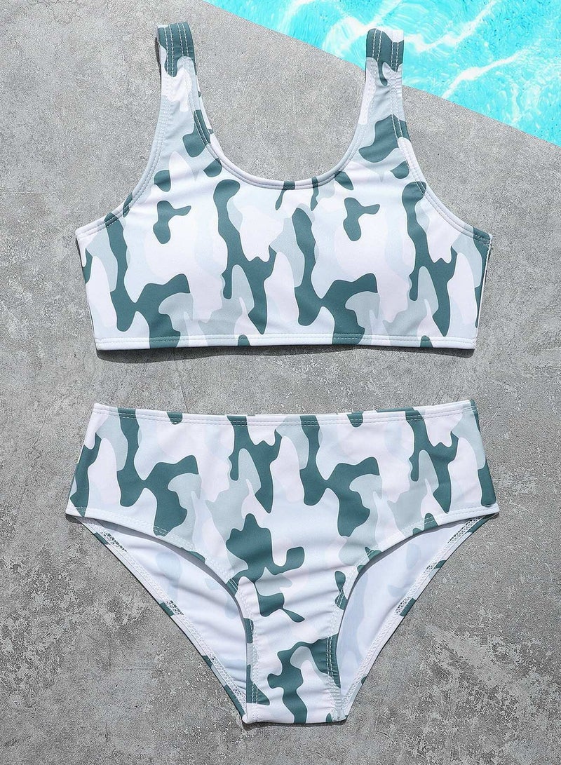 Girls Camo Pattern Bikini Swimsuit