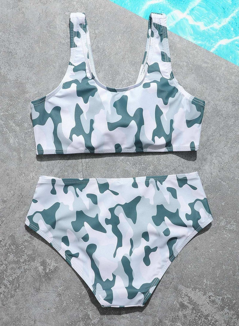 Girls Camo Pattern Bikini Swimsuit