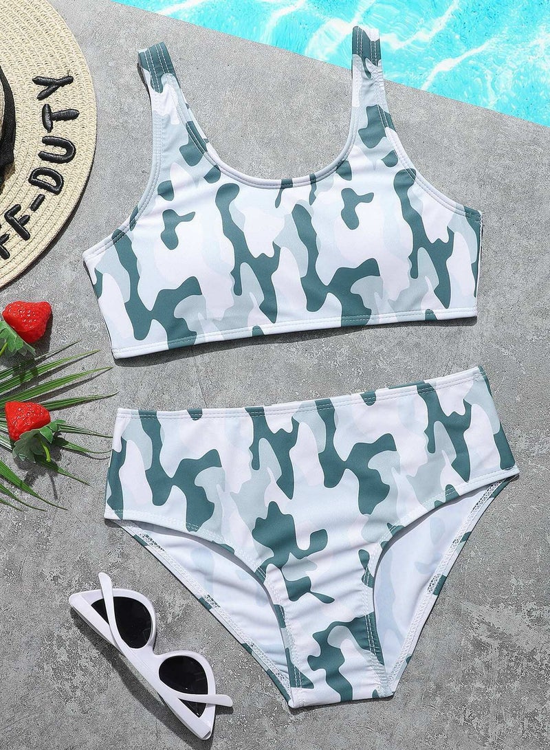 Girls Camo Pattern Bikini Swimsuit