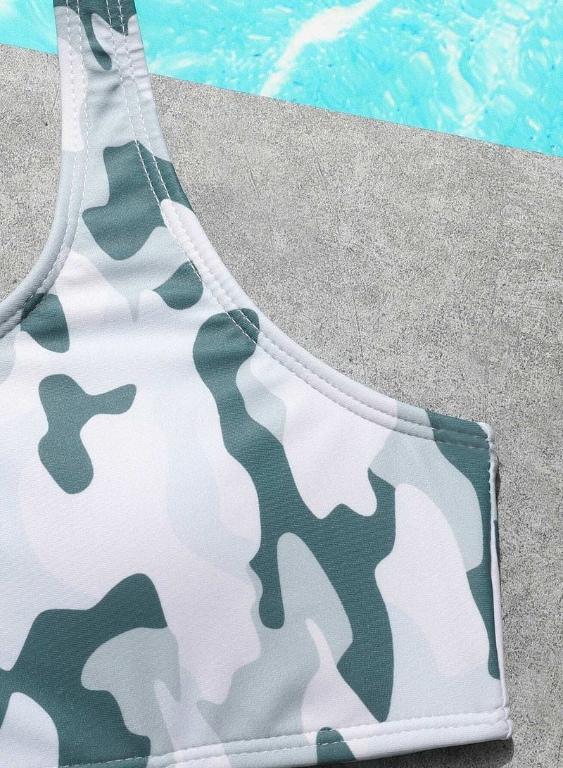 Girls Camo Pattern Bikini Swimsuit