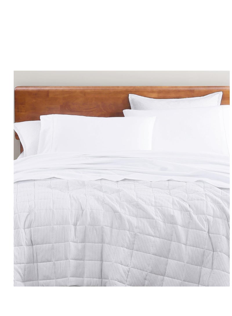 LANE LINEN 100% Organic Cotton Queen Sheet Set, 4Pc Cotton Sheets Queen Size Bed Set, Soft & Breathable Percale Weave, Deep Pocket Queen Sheets, Hotel-Quality Bed Sheets Queen Size - White Bed Sheets