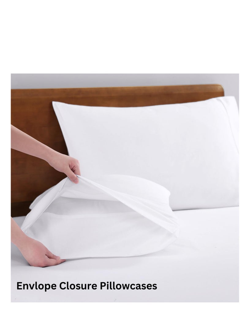 LANE LINEN 100% Organic Cotton Queen Sheet Set, 4Pc Cotton Sheets Queen Size Bed Set, Soft & Breathable Percale Weave, Deep Pocket Queen Sheets, Hotel-Quality Bed Sheets Queen Size - White Bed Sheets