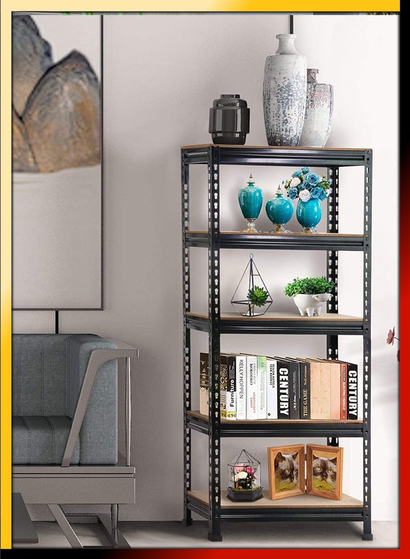 Adjustable 5 Tier Layer Shelf Metal Compartment Shelving Unit Storage Organiser Utility Display Rack Shelves For Garage Home Office Kitchen Dishes Toilet Bathroom Warehouse With Rubber Hammer