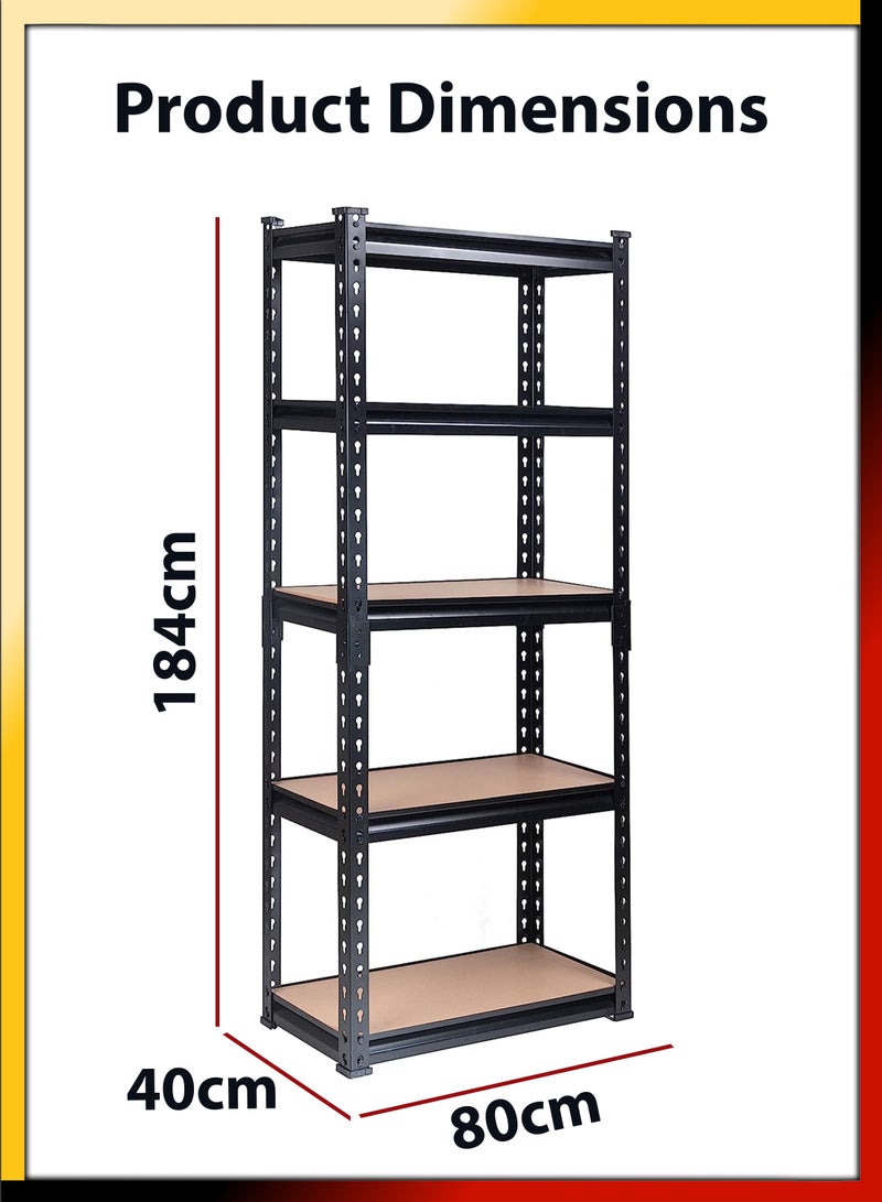 Adjustable 5 Tier Layer Shelf Metal Compartment Shelving Unit Storage Organiser Utility Display Rack Shelves For Garage Home Office Kitchen Dishes Toilet Bathroom Warehouse With Rubber Hammer