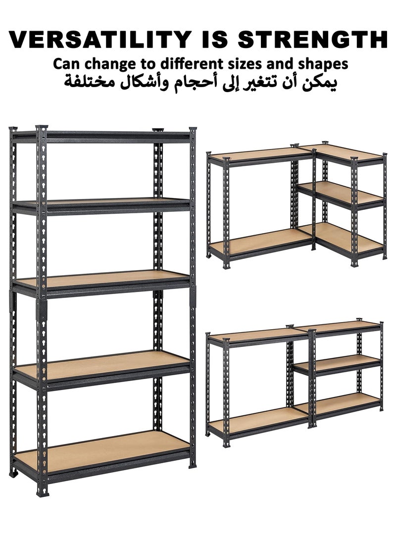 5 Tier Adjustable Metal Shelving Unit With Compartments Storage Display Rack For Home Office Kitchen Bathroom Garage And Warehouse Includes Rubber Hammer