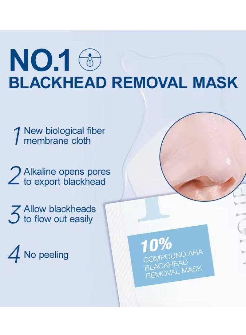 Blackhead Nose Patch Blackhead Removal Nose Mask and Pore Tightening Nose Mask Nose Pore Strips Blackhead Remover Nose Pore Strips 10% Compound AHA Nose Blackhead Remover Deep Cleansing Nose Strip