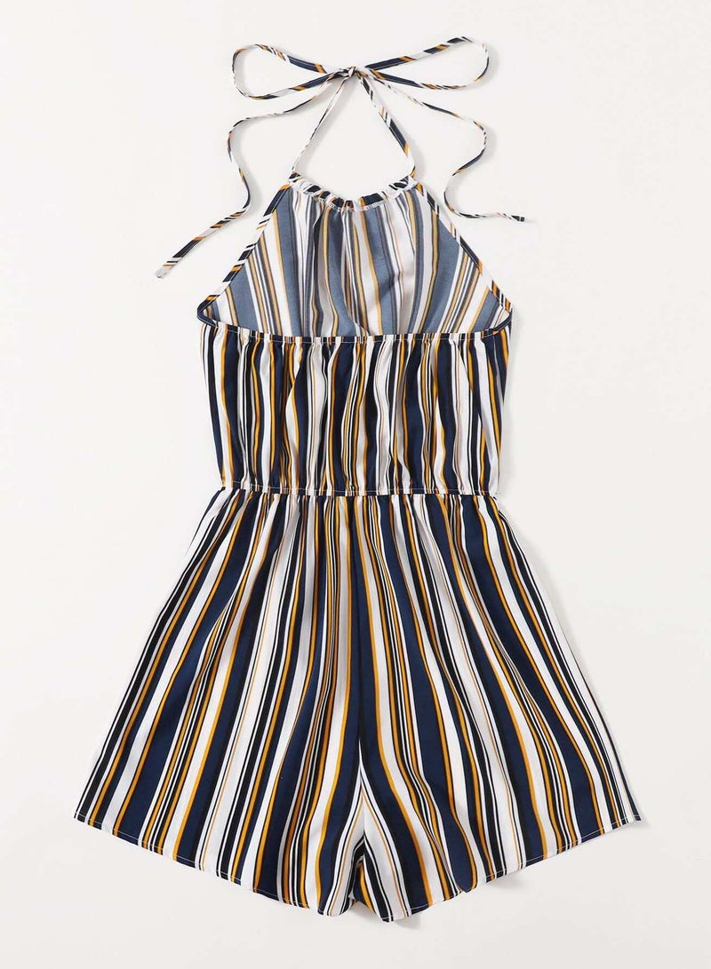 Plus Stripe Halter Romper