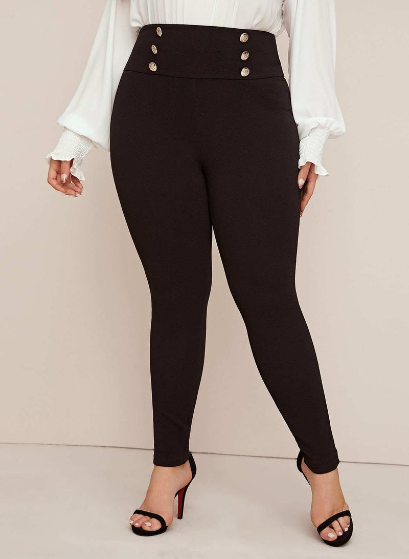 Plus Double Breasted Wide Waistband Pants