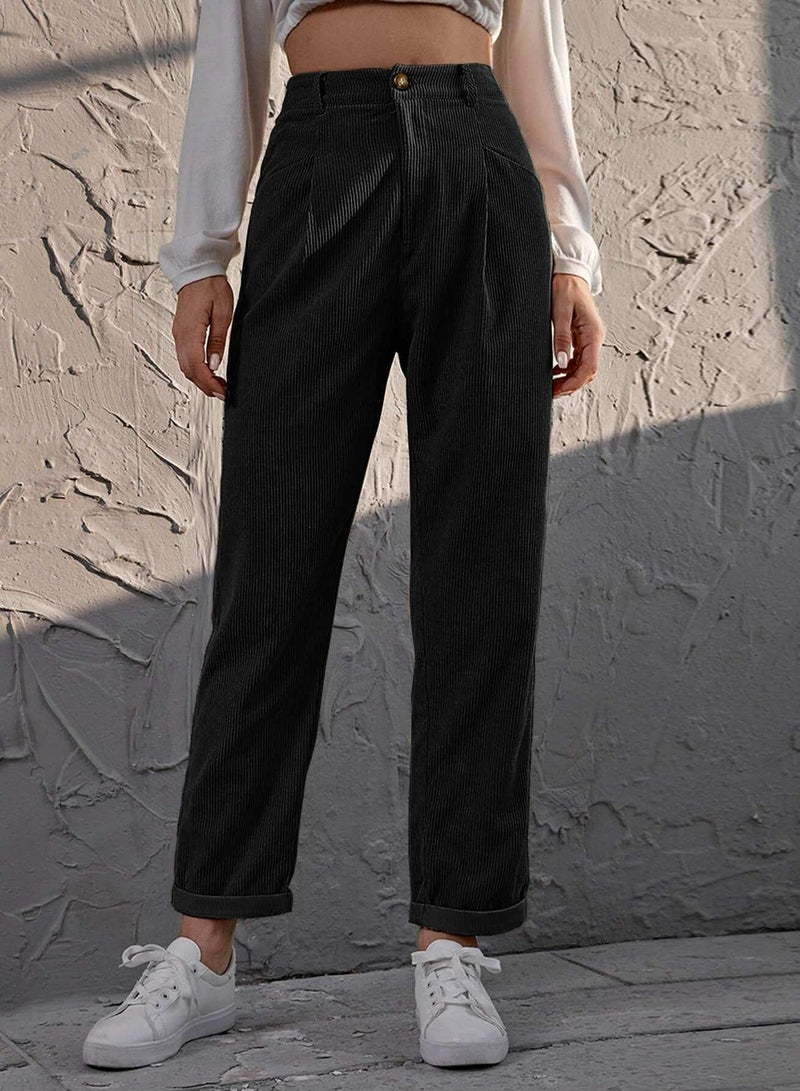 Corduroy High Rise Straight Pants