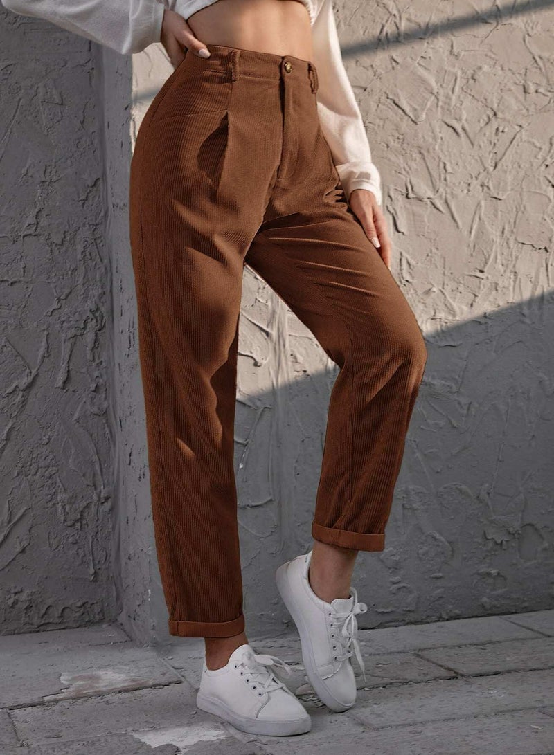 Corduroy High Rise Straight Pants