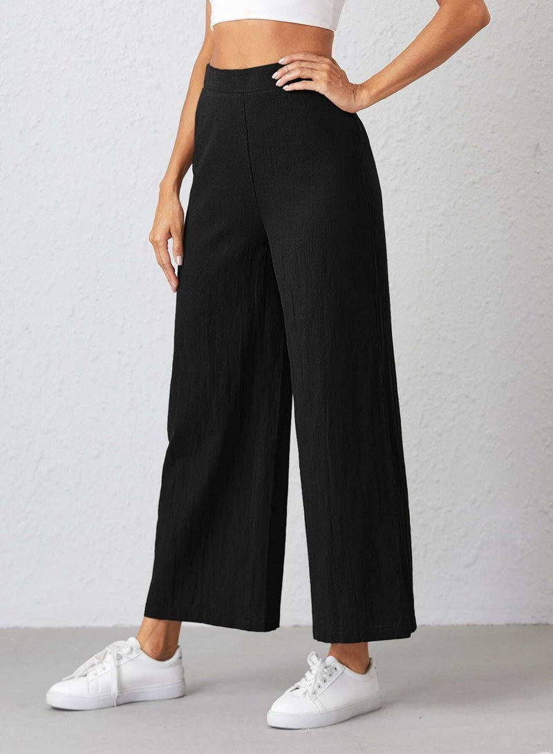 Solid Wide Leg Pants