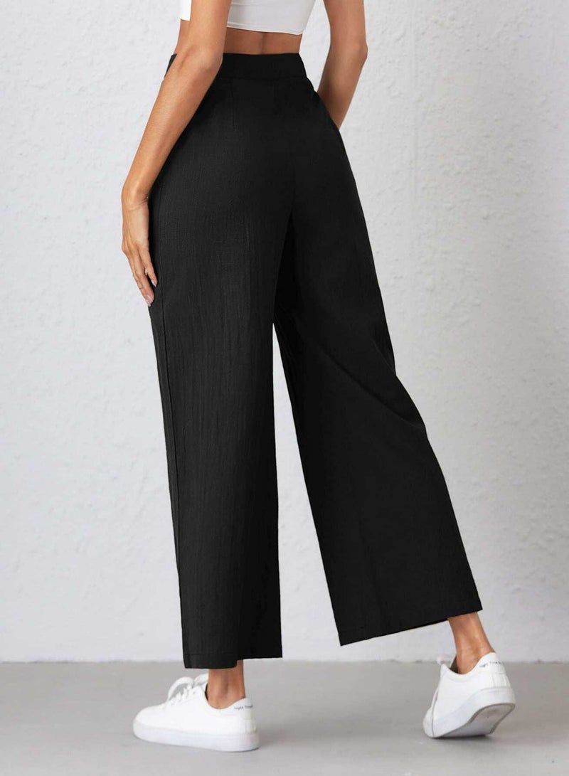 Solid Wide Leg Pants