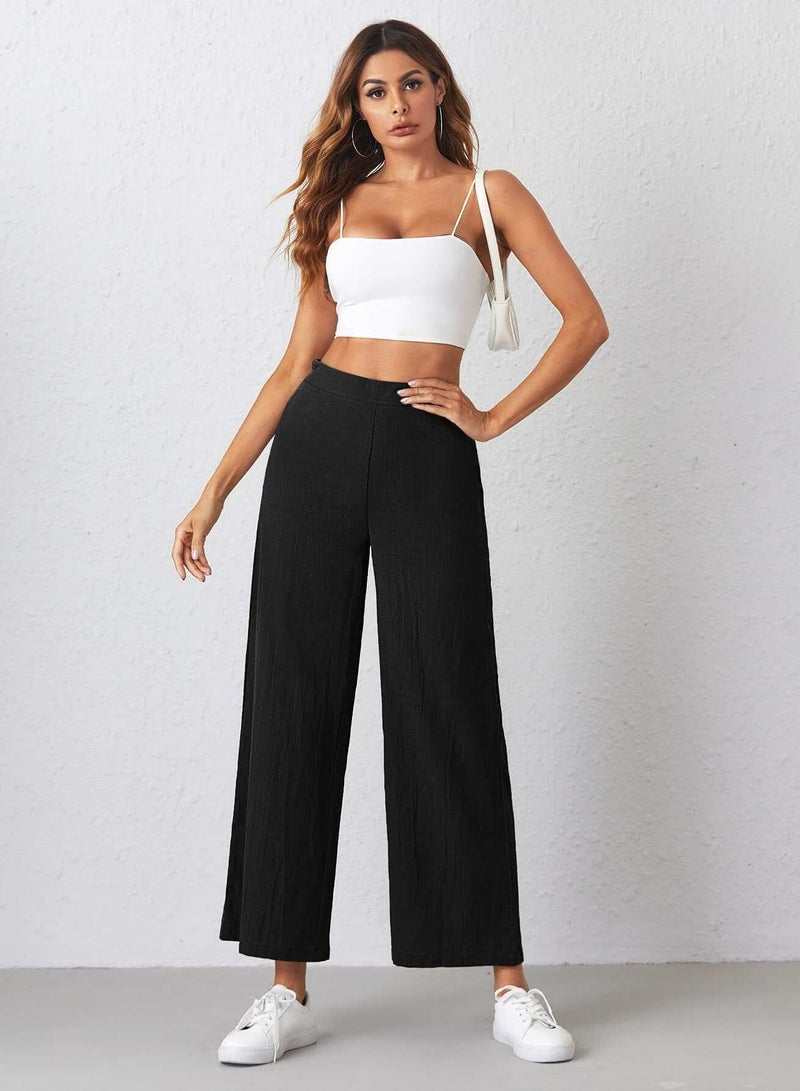 Solid Wide Leg Pants