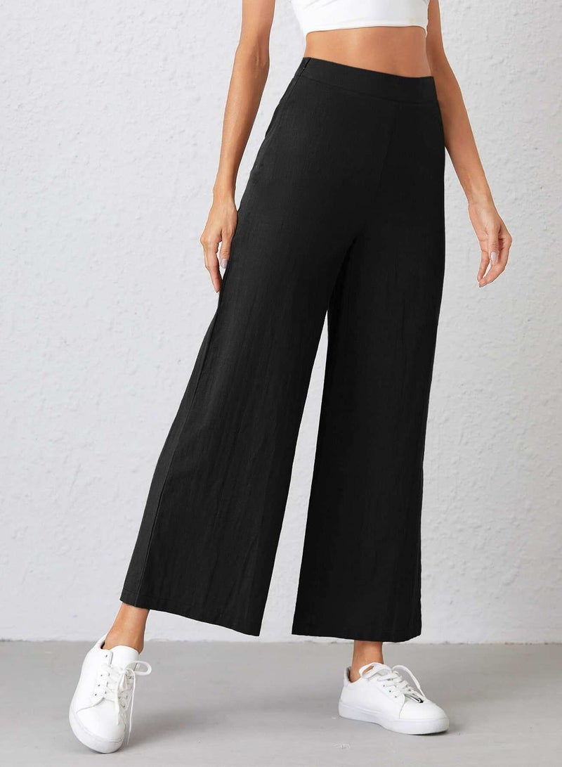 Solid Wide Leg Pants