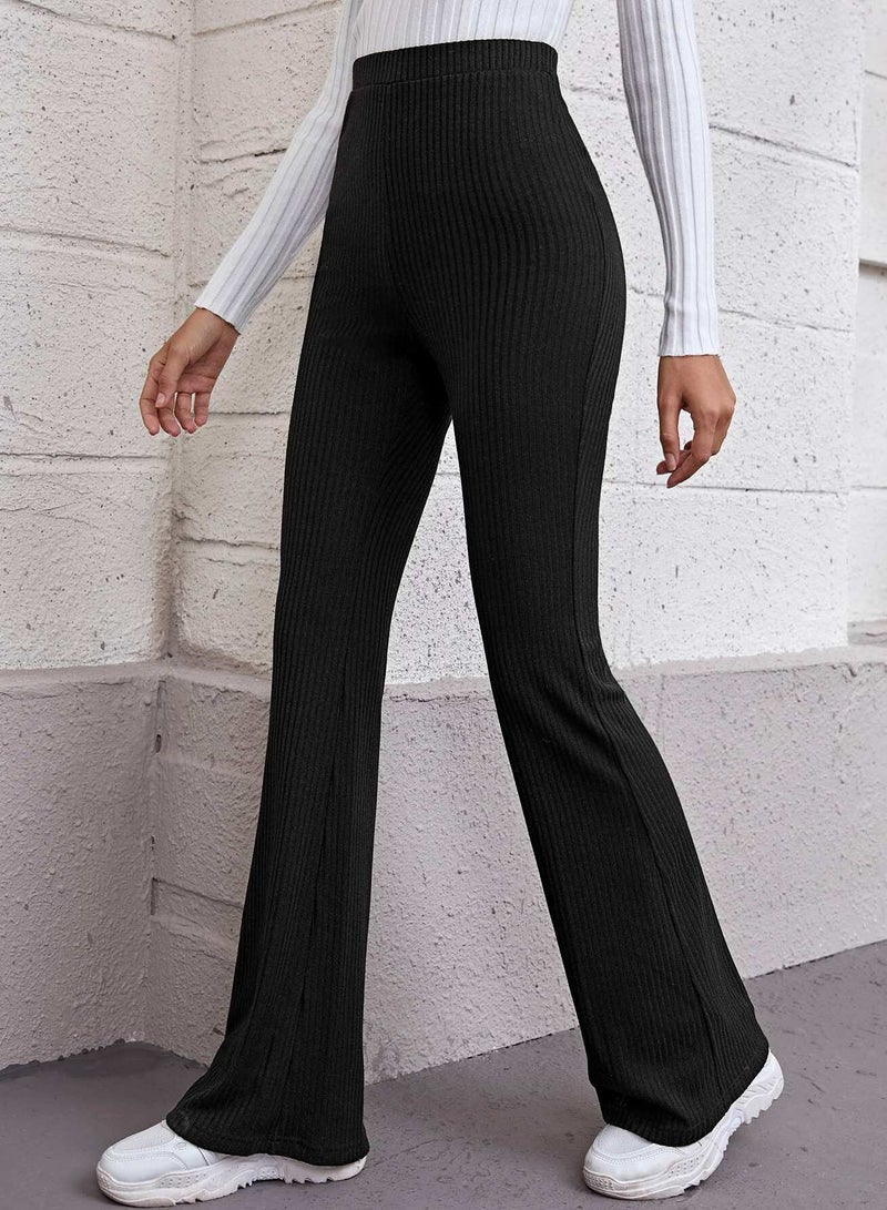 Flare Leg Rib-knit Pants