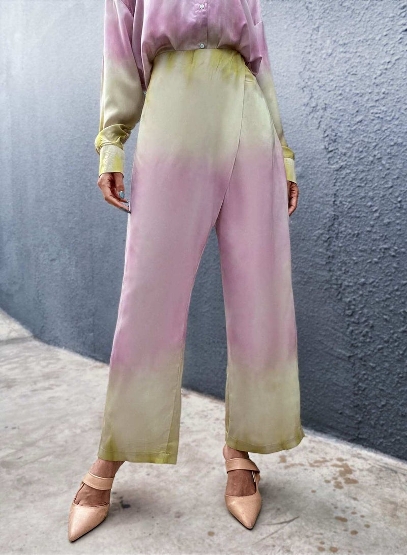 Ombre Wrap Detail Wide Leg Pants