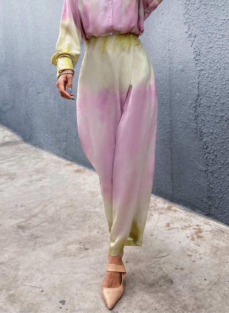 Ombre Wrap Detail Wide Leg Pants