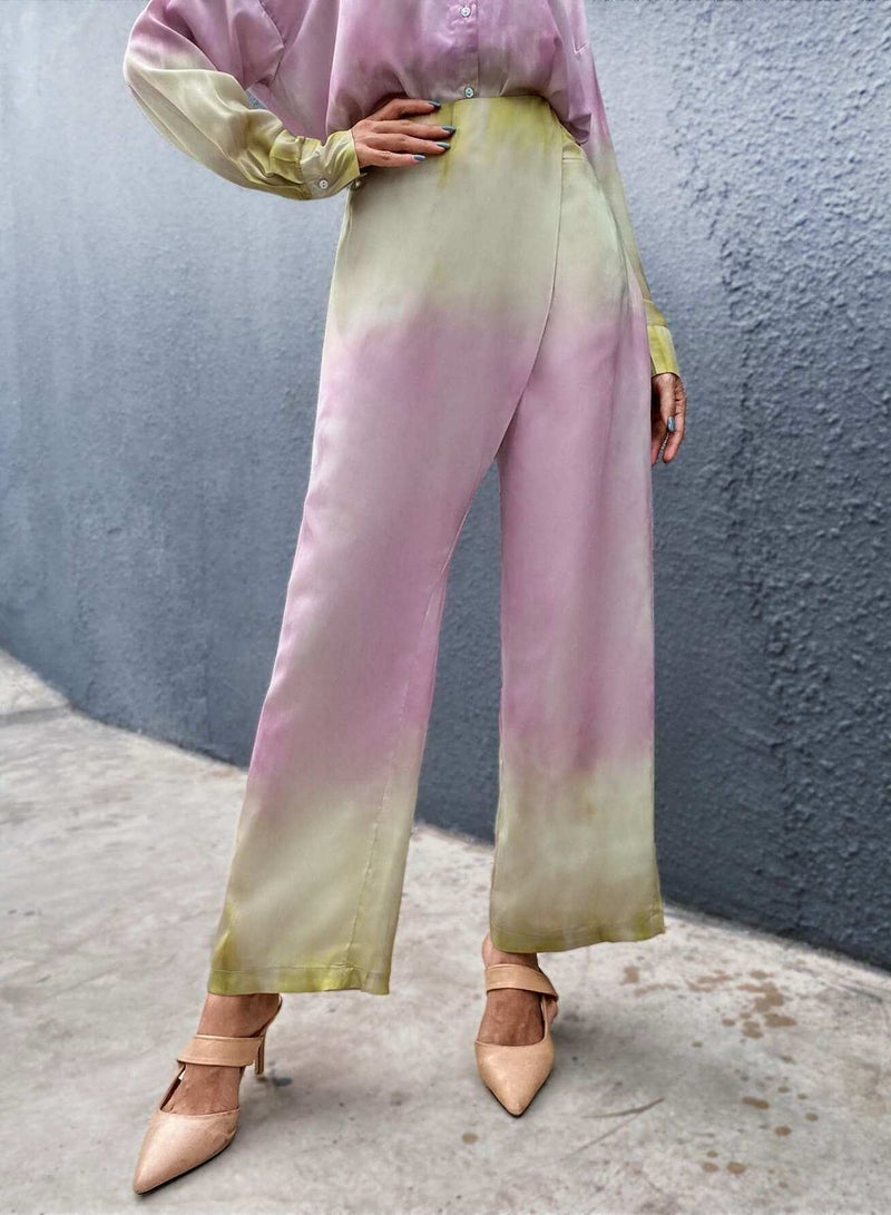 Ombre Wrap Detail Wide Leg Pants