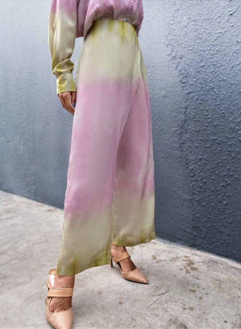 Ombre Wrap Detail Wide Leg Pants