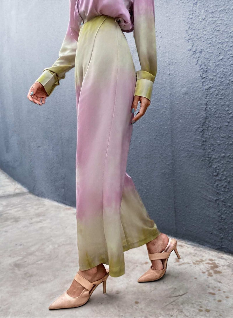 Ombre Wrap Detail Wide Leg Pants