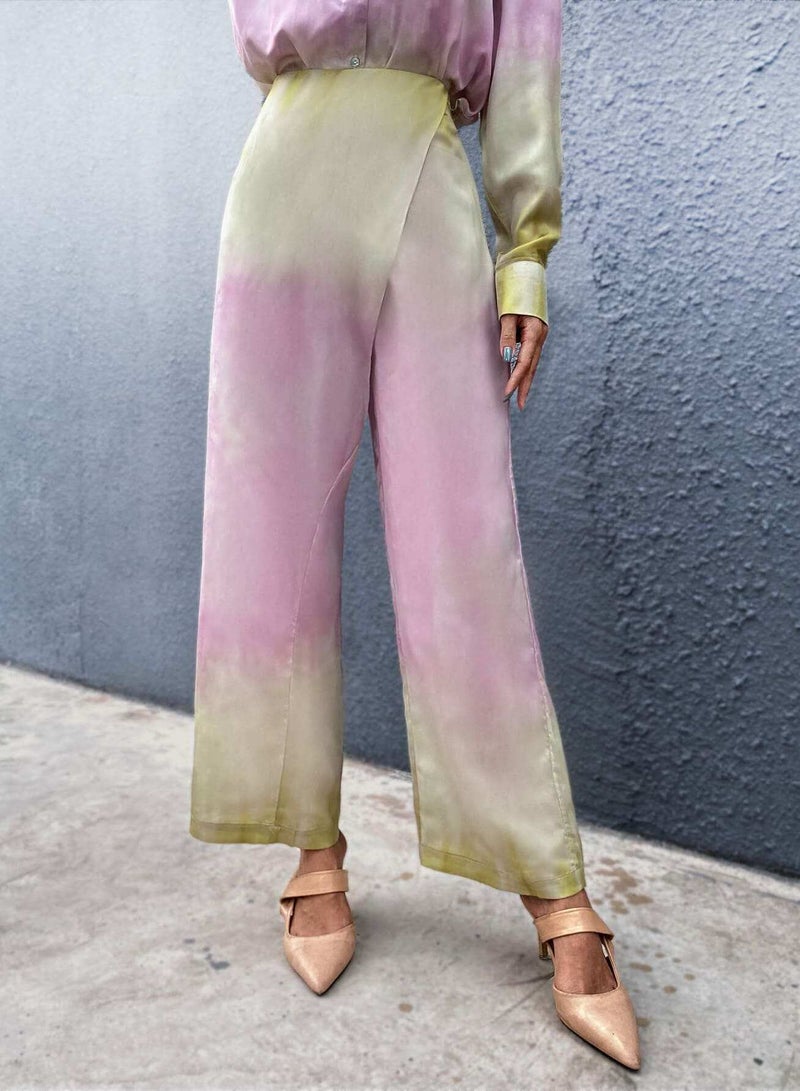 Ombre Wrap Detail Wide Leg Pants