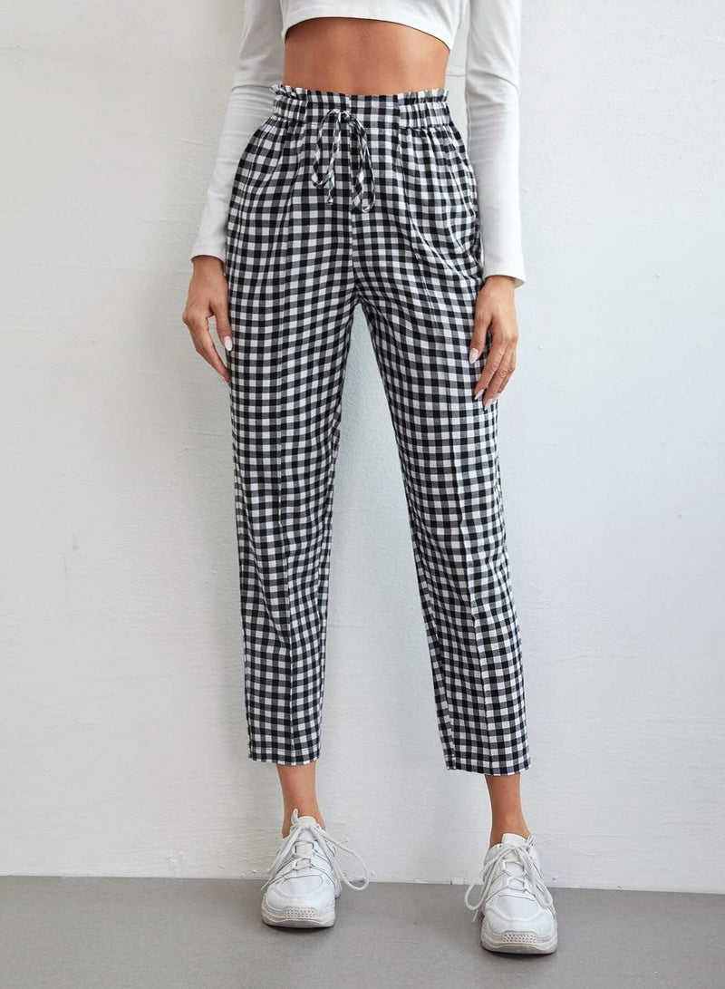 Gingham Knot Front Pants