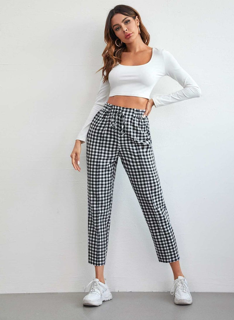 Gingham Knot Front Pants