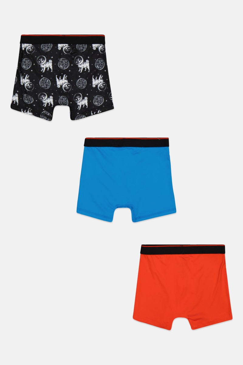 Kids Boy 3 Pack Boxers, Black/Blue Combo