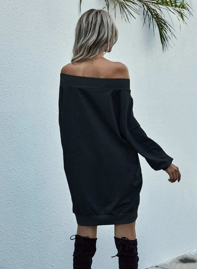 Off-the-Shoulder Mini Sweatshirt Dress