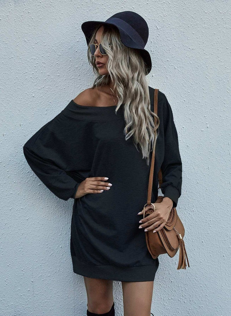 Off-the-Shoulder Mini Sweatshirt Dress