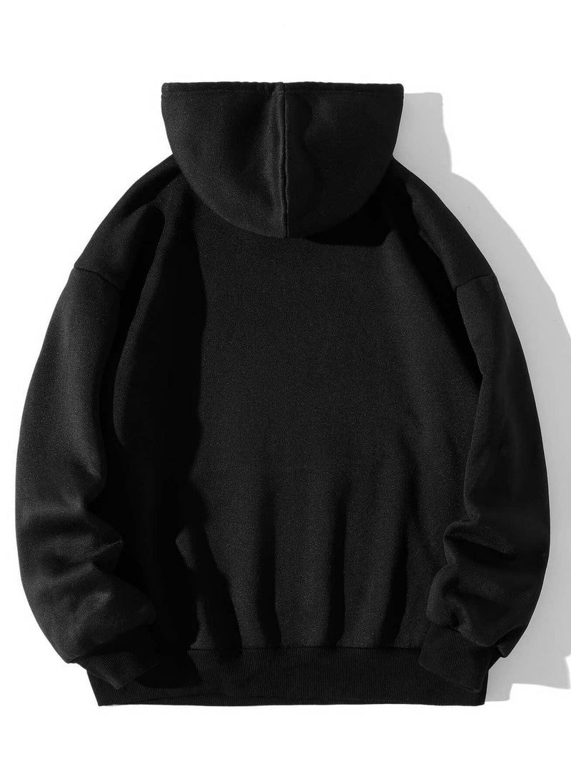 1pack Kangaroo Pocket Drop Shoulder Hoodie