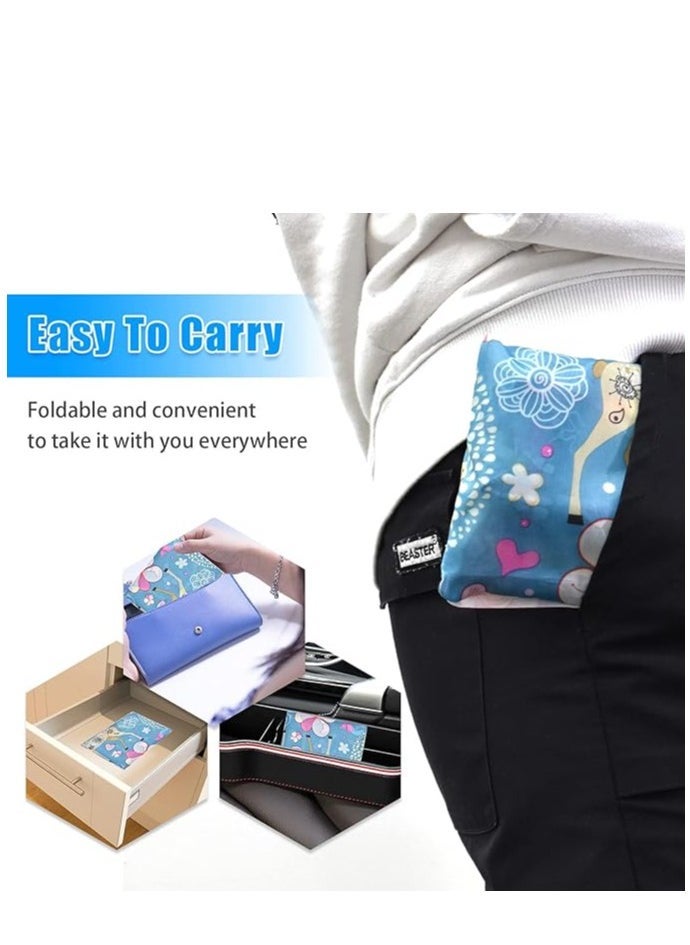 6 Pcs Reusable Grocery Bag, Foldable Eco-Friendly Shopping Bags, Lightweight Washable Ripstop Nylon Large Tote Bag