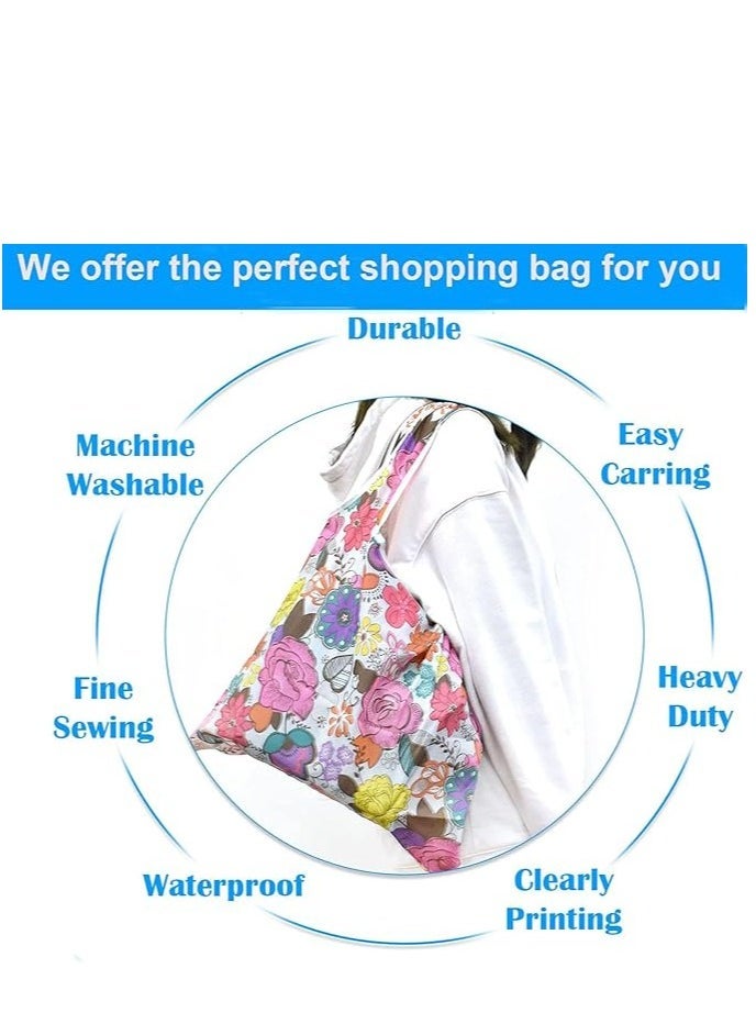 6 Pcs Reusable Grocery Bag, Foldable Eco-Friendly Shopping Bags, Lightweight Washable Ripstop Nylon Large Tote Bag