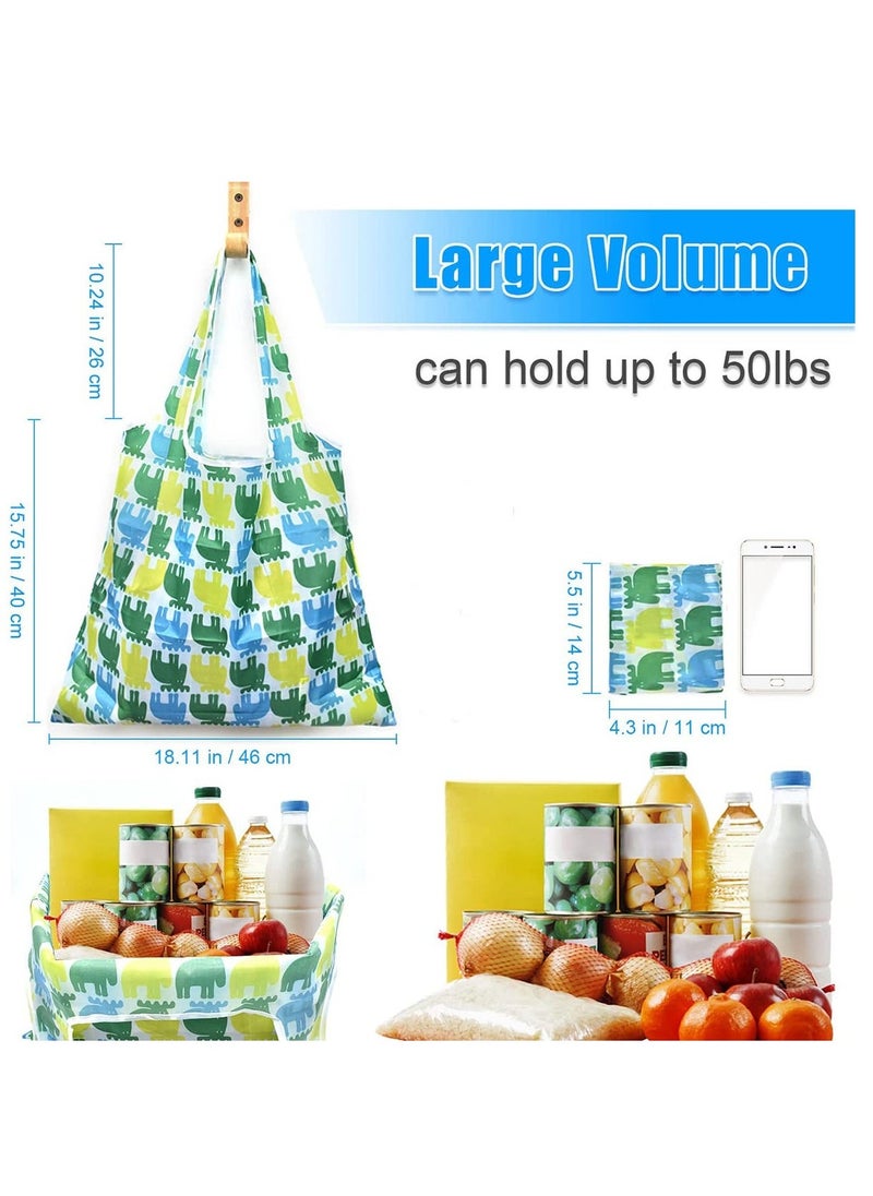 6 Pcs Reusable Grocery Bag Foldable Eco-Friendly Shopping Bags Lightweight Washable Nylon Large Tote Bag