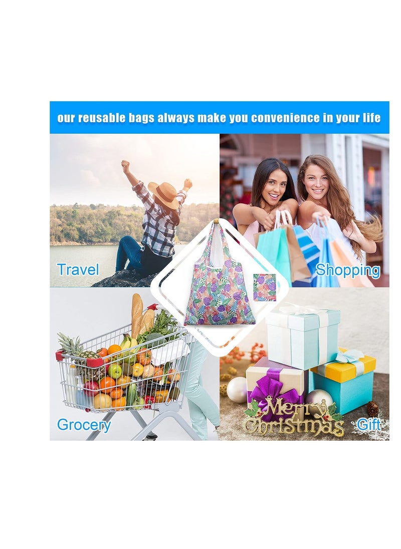 6 Pcs Reusable Grocery Bag Foldable Eco-Friendly Shopping Bags Lightweight Washable Nylon Large Tote Bag